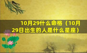 10月29什么命格（10月29日出生的人是什么星座）