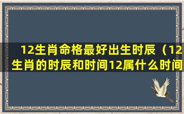 12生肖命格最好出生时辰（12生肖的时辰和时间12属什么时间出生好）