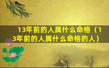 13年前的人属什么命格（13年前的人属什么命格的人）