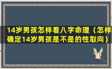 14岁男孩怎样看八字命理（怎样确定14岁男孩是不是的性取向）