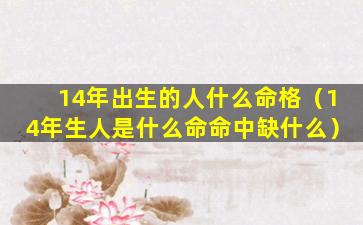 14年出生的人什么命格（14年生人是什么命命中缺什么）