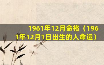 1961年12月命格（1961年12月1日出生的人命运）