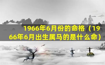 1966年6月份的命格（1966年6月出生属马的是什么命）