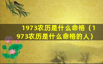 1973农历是什么命格（1973农历是什么命格的人）