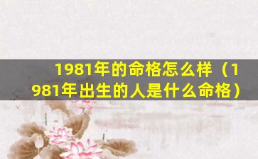 1981年的命格怎么样（1981年出生的人是什么命格）