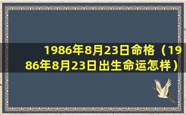 1986年8月23日命格（1986年8月23日出生命运怎样）