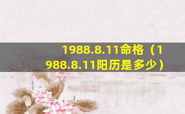 1988.8.11命格（1988.8.11阳历是多少）