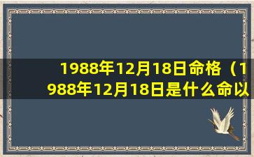 1988年12月18日命格（1988年12月18日是什么命以后运势）