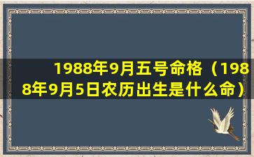 1988年9月五号命格（1988年9月5日农历出生是什么命）