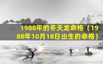 1988年的冬天龙命格（1988年10月18日出生的命格）