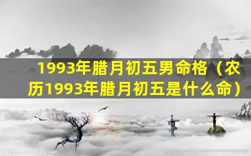 1993年腊月初五男命格（农历1993年腊月初五是什么命）