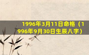 1996年3月11日命格（1996年9月30日生辰八字）