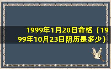 1999年1月20日命格（1999年10月23日阴历是多少）