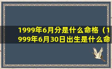 1999年6月分是什么命格（1999年6月30日出生是什么命）