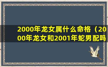 2000年龙女属什么命格（2000年龙女和2001年蛇男配吗）