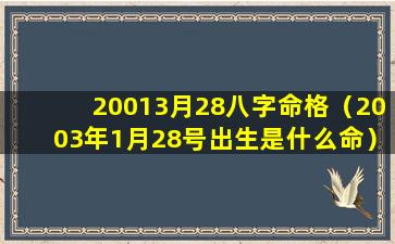 20013月28八字命格（2003年1月28号出生是什么命）