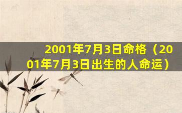 2001年7月3日命格（2001年7月3日出生的人命运）