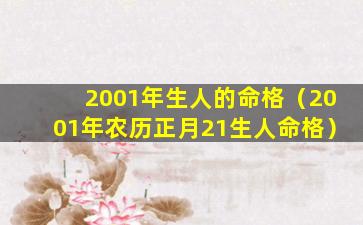 2001年生人的命格（2001年农历正月21生人命格）