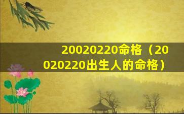 20020220命格（20020220出生人的命格）