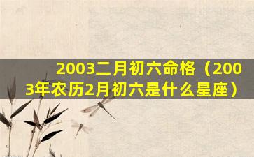 2003二月初六命格（2003年农历2月初六是什么星座）