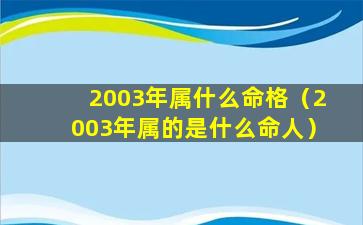 2003年属什么命格（2003年属的是什么命人）