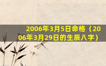 2006年3月5日命格（2006年3月29日的生辰八字）