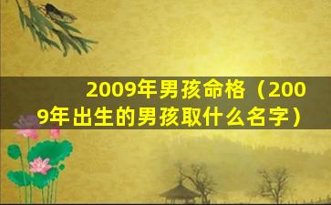 2009年男孩命格（2009年出生的男孩取什么名字）