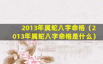 2013年属蛇八字命格（2013年属蛇八字命格是什么）