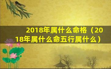 2018年属什么命格（2018年属什么命五行属什么）