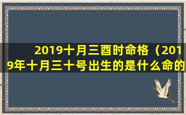 2019十月三酉时命格（2019年十月三十号出生的是什么命的人）