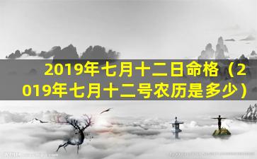 2019年七月十二日命格（2019年七月十二号农历是多少）