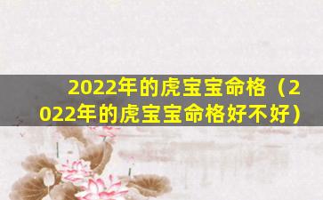 2022年的虎宝宝命格（2022年的虎宝宝命格好不好）