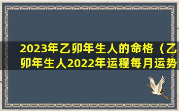 2023年乙卯年生人的命格（乙卯年生人2022年运程每月运势）