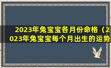 2023年兔宝宝各月份命格（2023年兔宝宝每个月出生的运势）