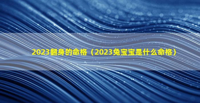 2023翻身的命格（2023兔宝宝是什么命格）