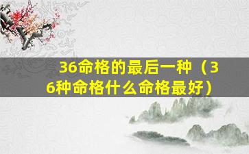 36命格的最后一种（36种命格什么命格最好）