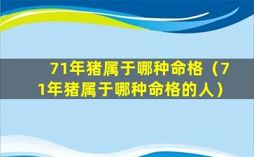 71年猪属于哪种命格（71年猪属于哪种命格的人）