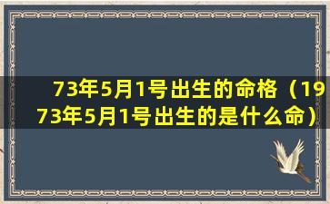 73年5月1号出生的命格（1973年5月1号出生的是什么命）