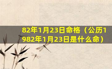 82年1月23日命格（公历1982年1月23日是什么命）