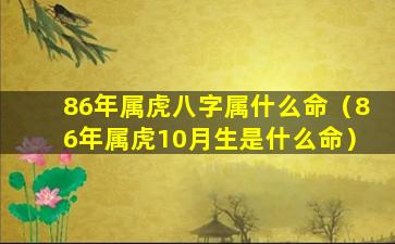 86年属虎八字属什么命（86年属虎10月生是什么命）