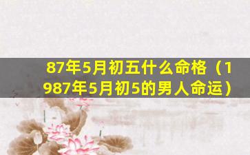 87年5月初五什么命格（1987年5月初5的男人命运）