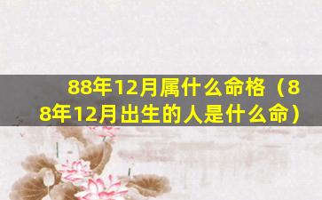 88年12月属什么命格（88年12月出生的人是什么命）