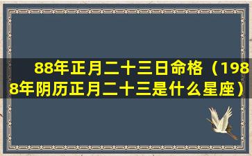 88年正月二十三日命格（1988年阴历正月二十三是什么星座）