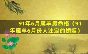 91年6月属羊男命格（91年属羊6月份人注定的婚姻）