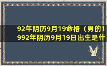 92年阴历9月19命格（男的1992年阴历9月19日出生是什么命）