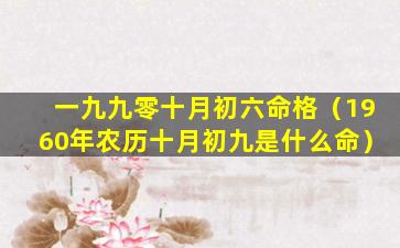 一九九零十月初六命格（1960年农历十月初九是什么命）