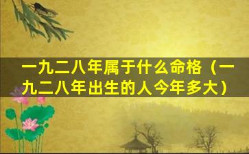 一九二八年属于什么命格（一九二八年出生的人今年多大）