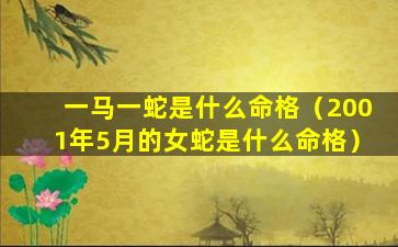 一马一蛇是什么命格（2001年5月的女蛇是什么命格）