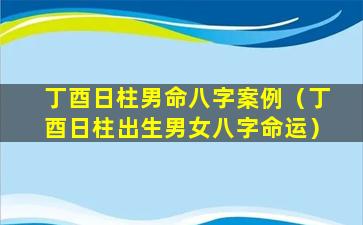 丁酉日柱男命八字案例（丁酉日柱出生男女八字命运）