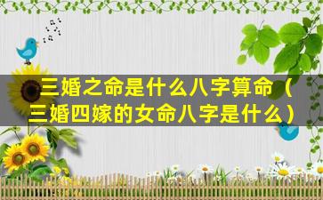 三婚之命是什么八字算命（三婚四嫁的女命八字是什么）